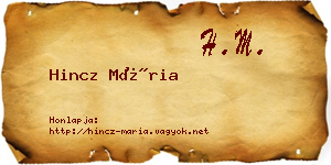 Hincz Mária névjegykártya